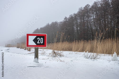 Fototapeta Naklejka Na Ścianę i Meble -  sea sign on a lake in the winter time