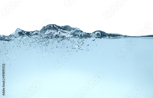 Splash of pure water on grey background, closeup