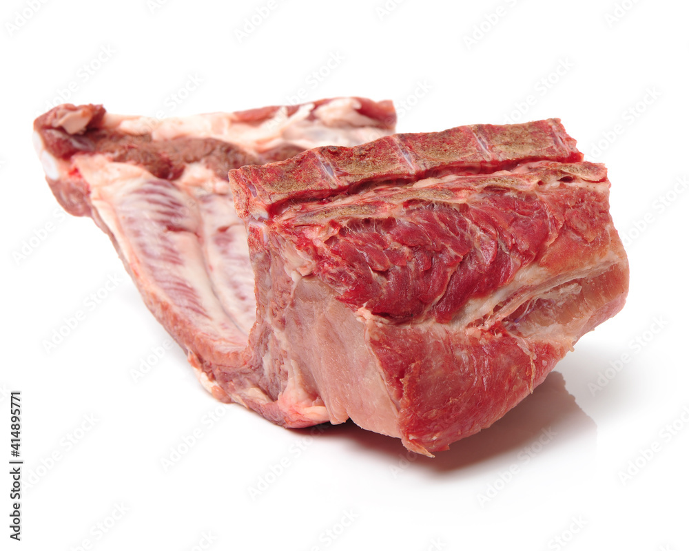 Raw spare ribs on white background 