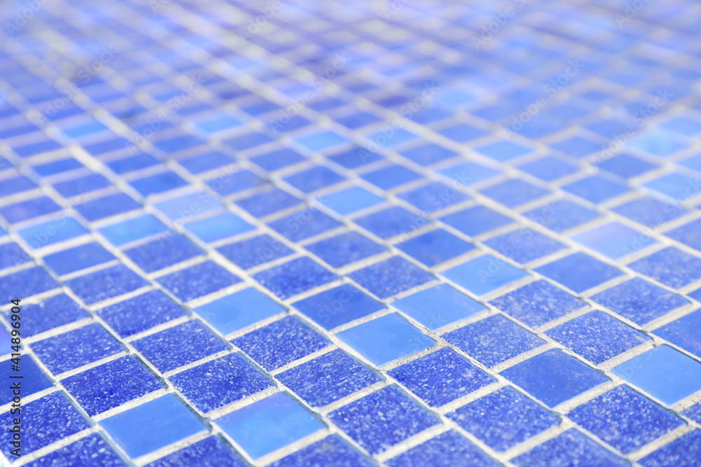 Surface covered with blue tiles as background Surface covered with blue tiles as background
