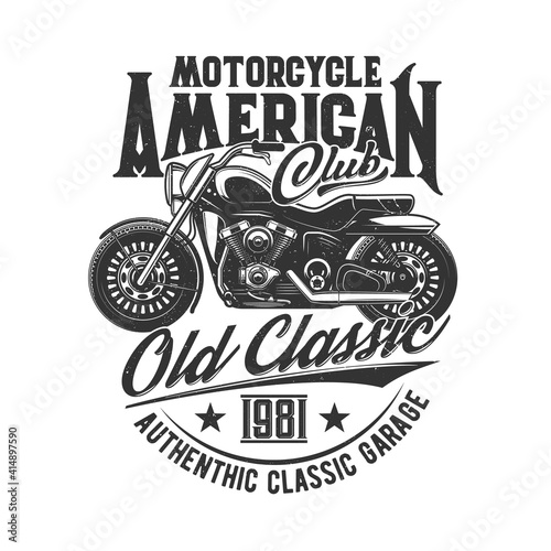 Fototapet Motorcycle races, bikers club, motorbike riders motor sport, vector icon