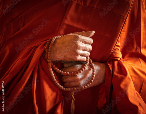 Buddhist monk hands for meditation.