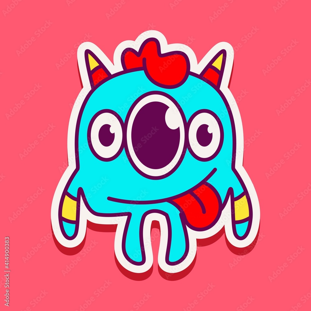 cute monster cartoon doodle design for coloring, backgrounds, stickers ...