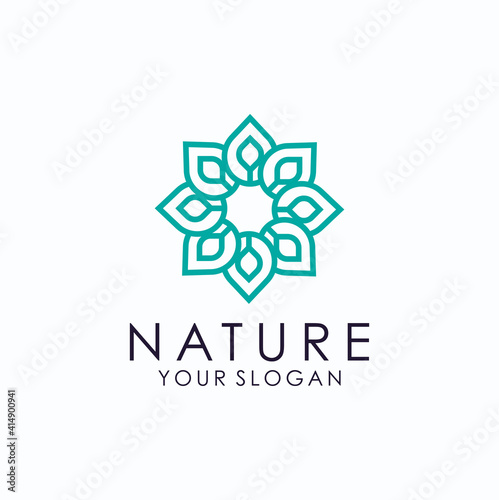luxury mandala  ornament boutique logo design templates in trendy linear style with flowers and leaves 
