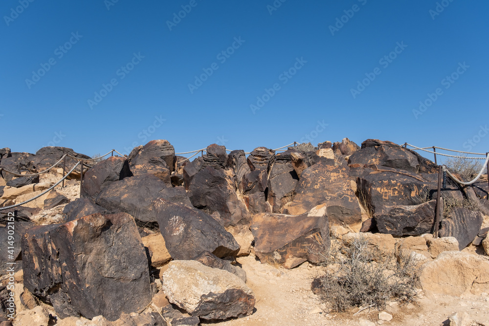 Petroglyphs or Rock Engraving at Negev Mountains, Israel