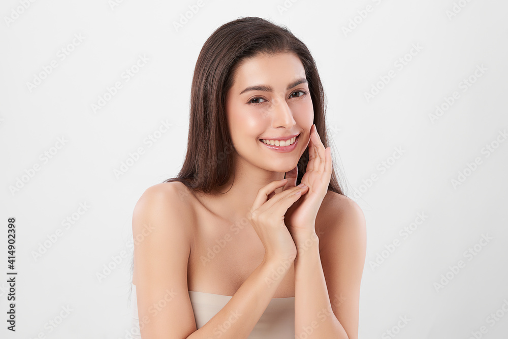 Beautiful young asian woman with clean fresh skin on white background, Face care, Facial treatment, Cosmetology, beauty and spa, Asian women portrait Beautiful young asian woman with clean fresh skin on white background, Face care, Facial treatment, Cosmetology, beauty and spa, Asian women portrait