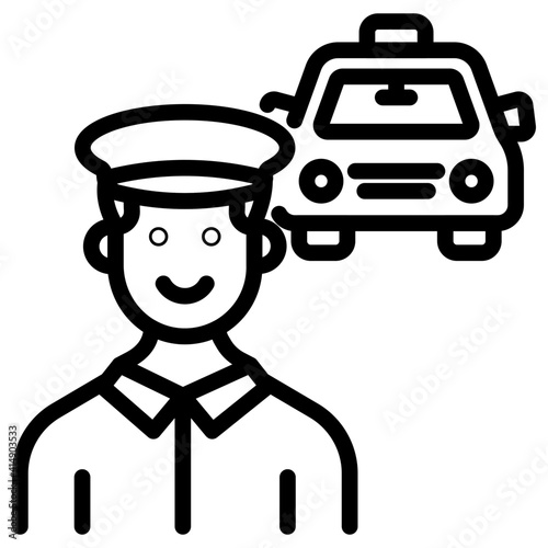      Avatar with vehicle showing taxi driver concept icon