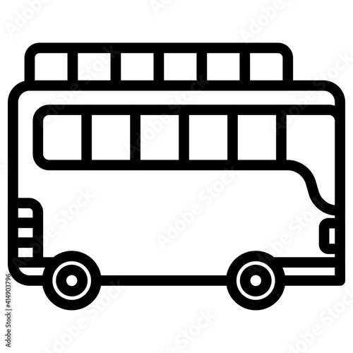 A bus that has two storeys or decks, double decker bus linear icon design
