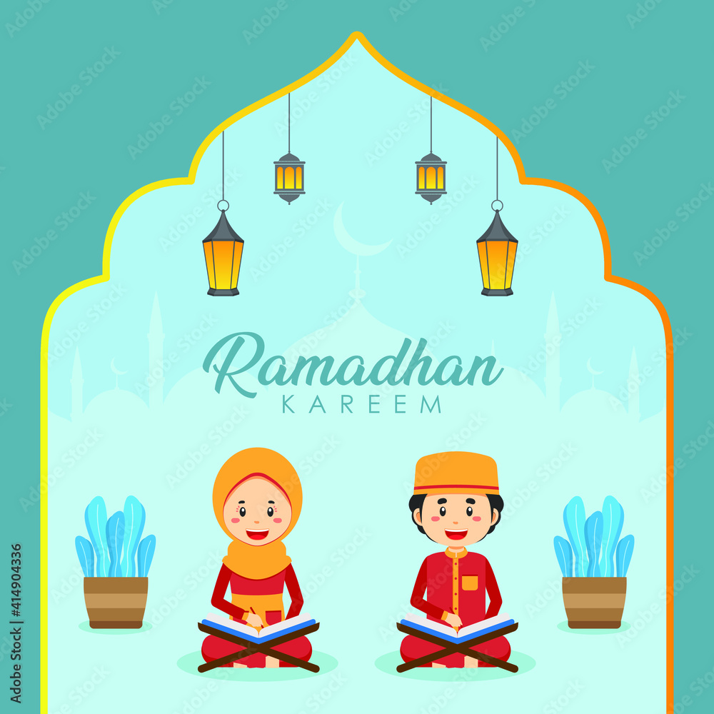 Ramadhan Greeting Background with Character