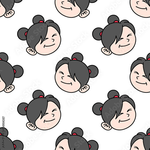 smile cute chubby girl seamless pattern textile print. repeat pattern background design
