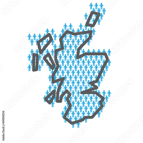 Scotland population map. Country outline made from people figures