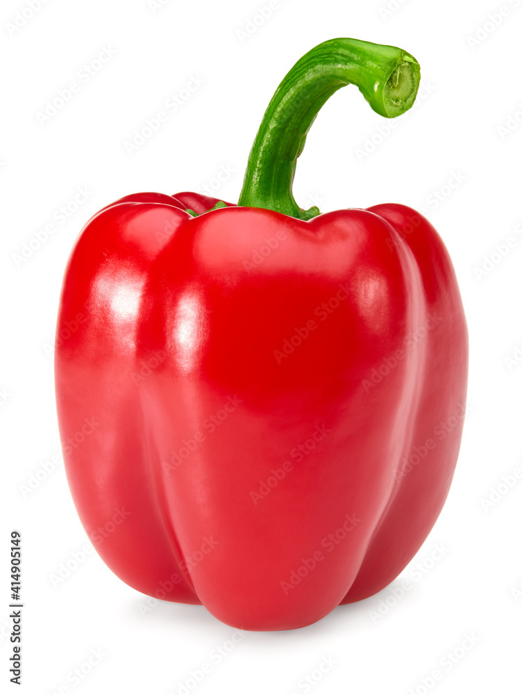 one red sweet bell pepper isolated on white background. clipping path one red sweet bell pepper isolated on white background. clipping path