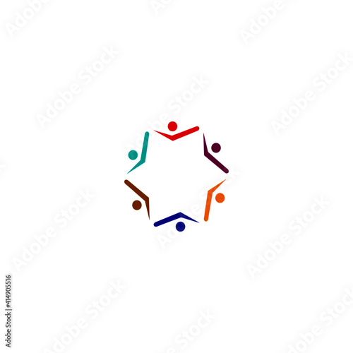 COLORFUL PEOPLE TOGETHER SIGN, SYMBOL, ART, CLIPART, LOGO ISOLATED ON WHITE