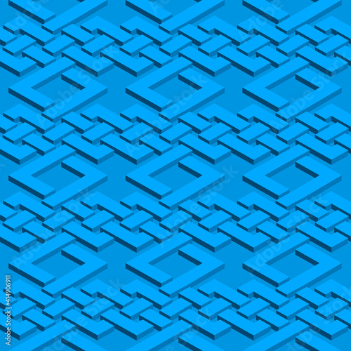 Isometric seamless pattern. Abstract illusory endless ornament texture. Fashion three dimensional background for web or printing design. Swatch is attached.