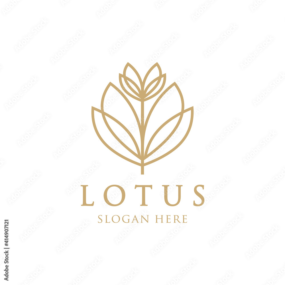 Lotus luxury logo template Gold line lotus logo vector art design