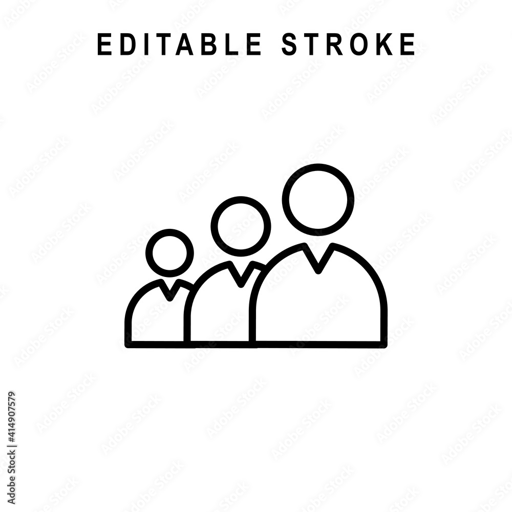 User Queue Outline Icon. User Queue Line Art Logo. Vector Illustration. Isolated on White Background. Editable Stroke
