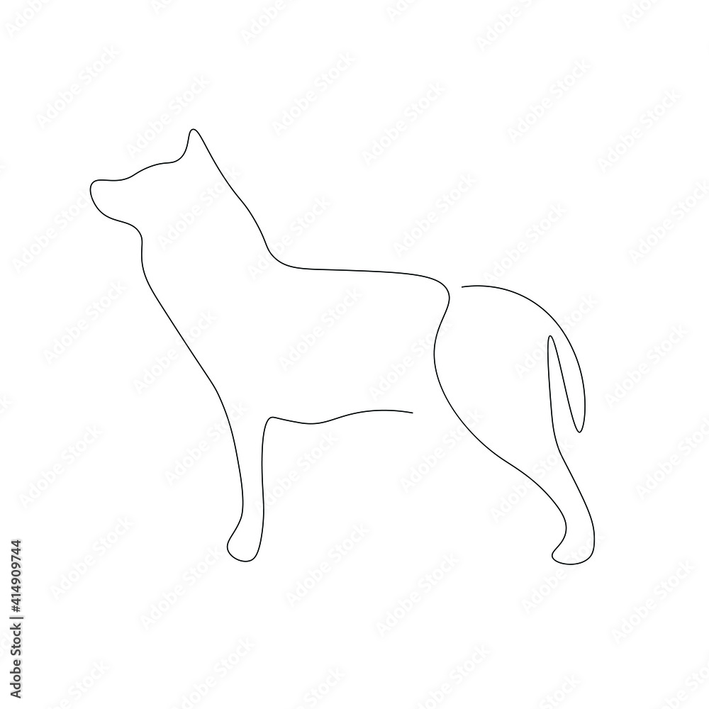 Dog silhouette line drawing, vector illustration Dog silhouette line drawing, vector illustration