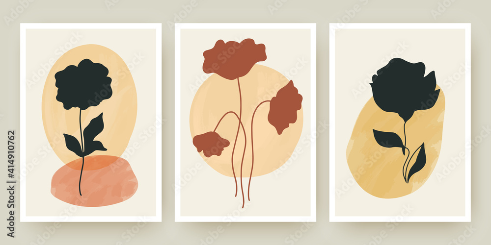 Botanical wall art posters vector templates set Botanical wall art posters vector templates set