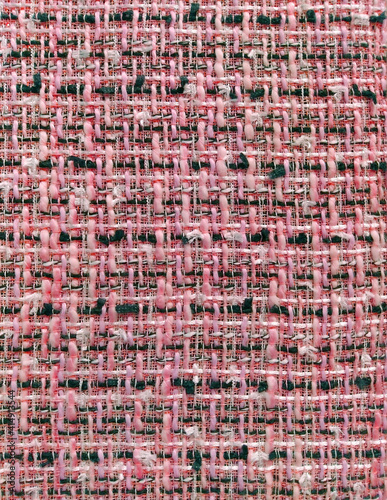 multi-colored tweed woven fabric textile background, Chanel style classic fabric photo