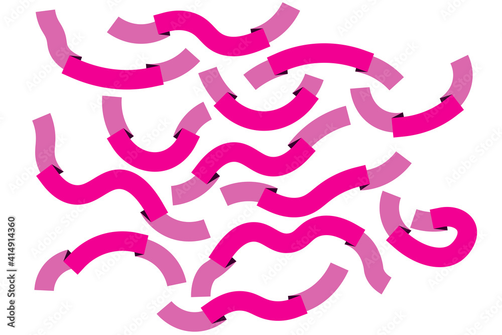 Set of pink silhouette doodle ribbons isolated on white background. Ribbon banner vector illustration. Hand drawn lace. Set of pink silhouette doodle ribbons isolated on white background. Ribbon banner vector illustration. Hand drawn lace.