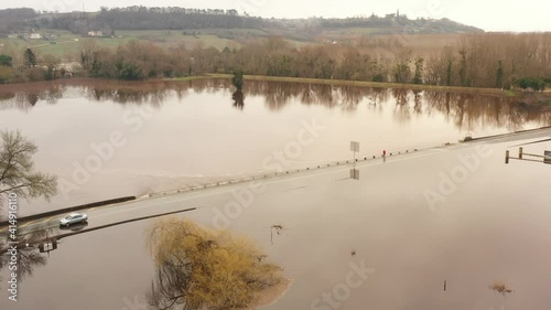 Aerial view of the floods in the south west of France, the Garonne in flood. photo