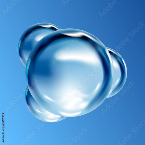Water drops, blue and clear water drops, ocean water drops and splashes, pure Baikal water, logo of washing powder or clean fresh laundry, sale of pure water