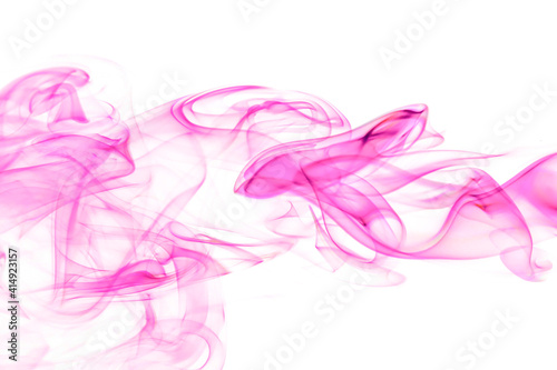 swirling movement of pink smoke group, abstract line Isolated on white background