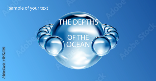 Water drops, blue and clear water drops, ocean water drops and splashes, pure Baikal water, logo of washing powder or clean fresh laundry, sale of pure water