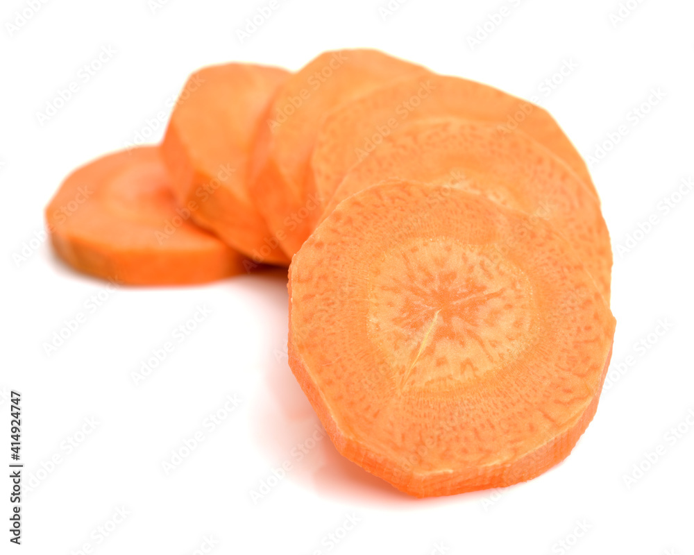 sliced carrot isolated on white background sliced carrot isolated on white background