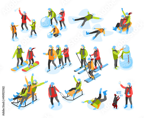 Winter Fun Isometric Icons