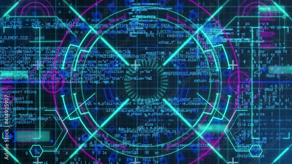Animation of scope scanning and data processing over grid in background Animation of scope scanning and data processing over grid in background