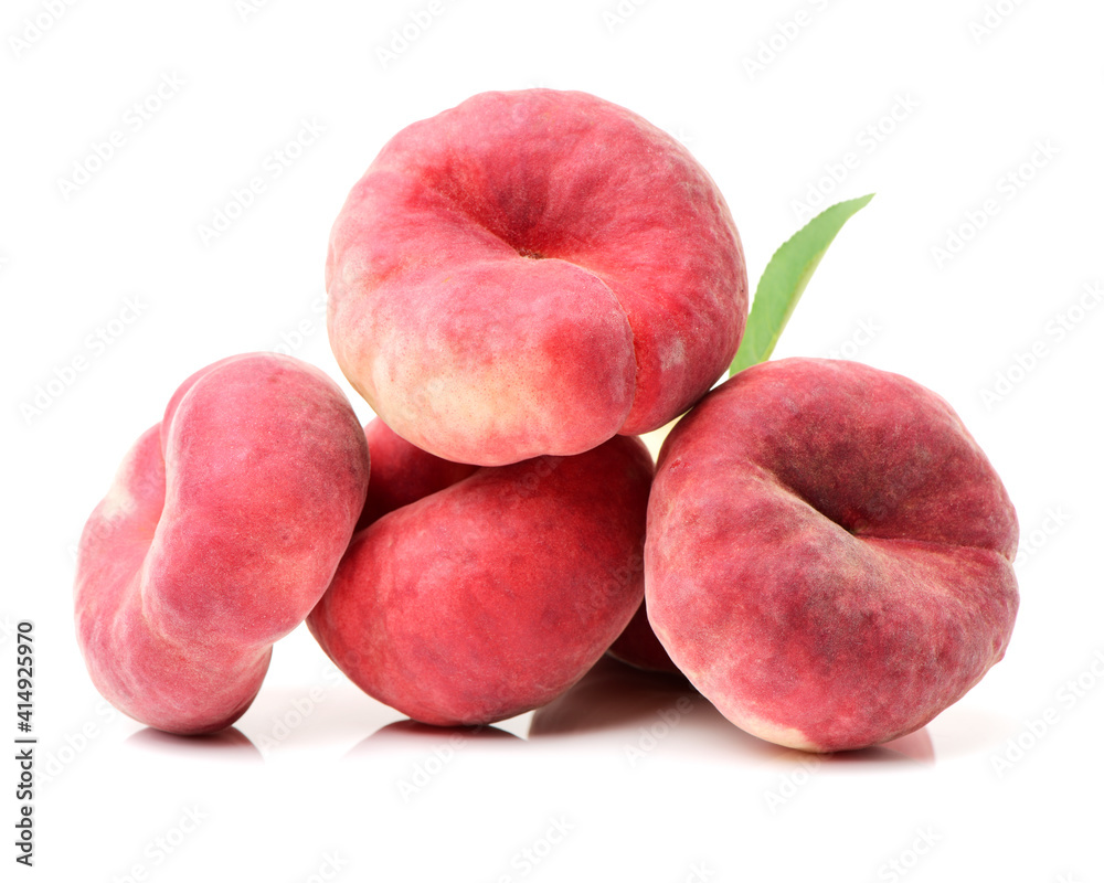 chinese flat peaches on white background chinese flat peaches on white background