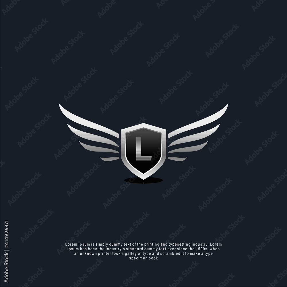 Letter L shield wings concept logo luxury concept template Letter L shield wings concept logo luxury concept template