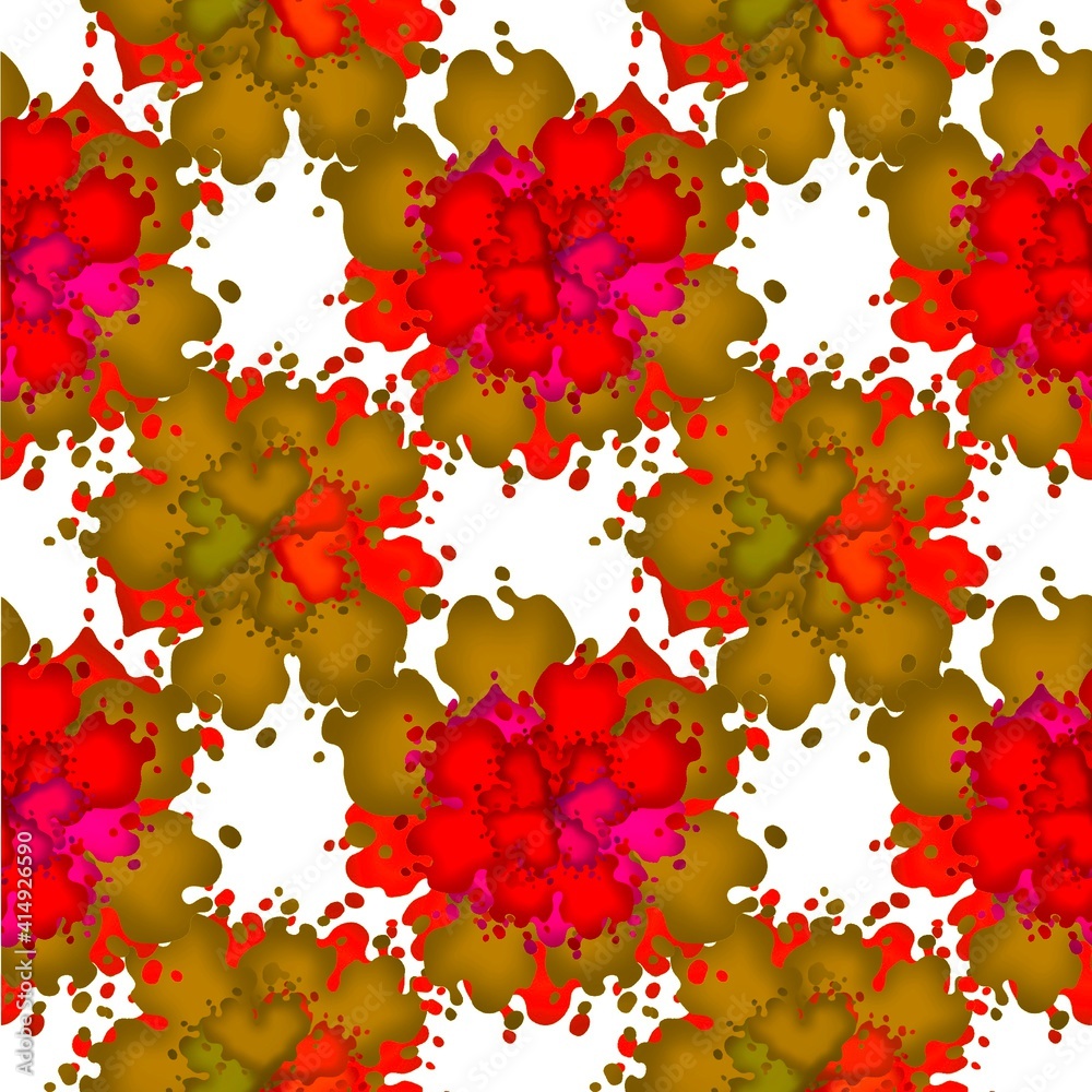 Floral endless pattern. Bright red, green flowers. For textiles, fabrics, clothing, packaging, paper, decoration. Floral endless pattern. Bright red, green flowers. For textiles, fabrics, clothing, packaging, paper, decoration.