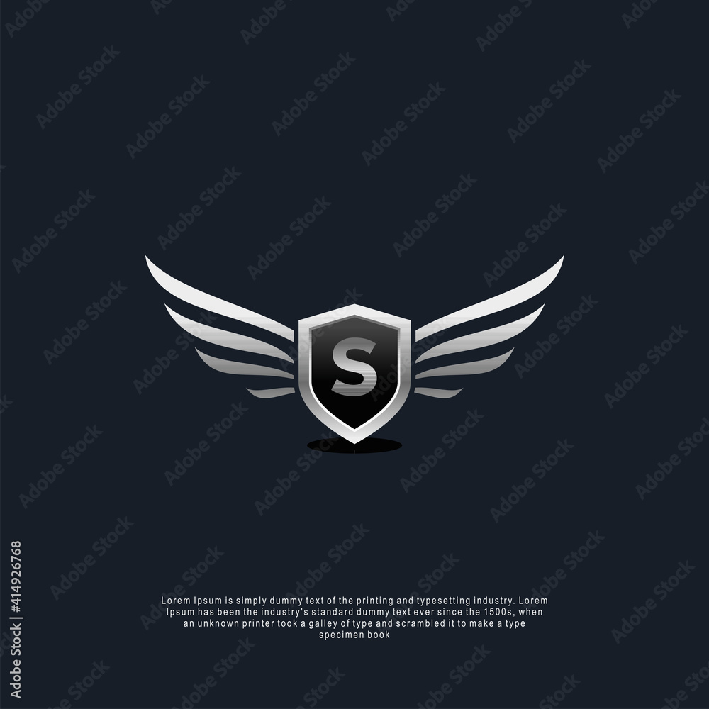 Letter S shield wings concept logo luxury concept template Letter S shield wings concept logo luxury concept template