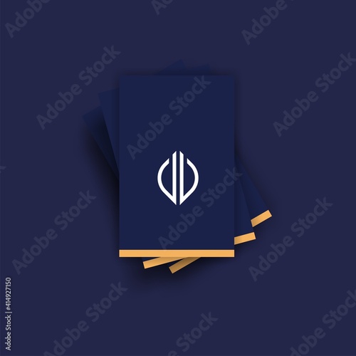 logo j b monogram with a card in a cool dark blue and yellow color