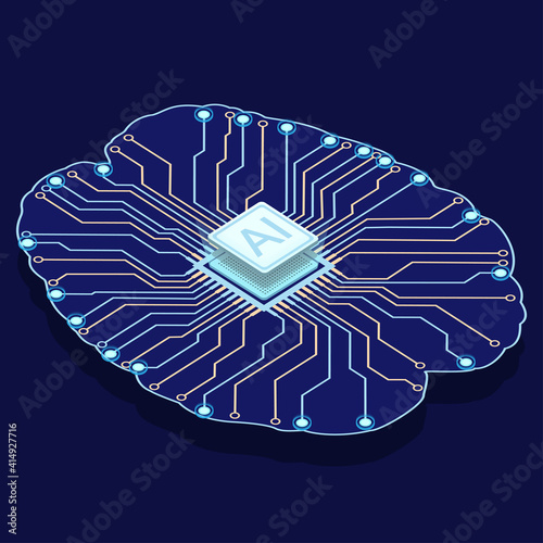 The artificial intelligence microprocessor on the circuit board.