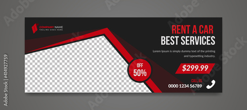 Rent car web banner and facebook post template