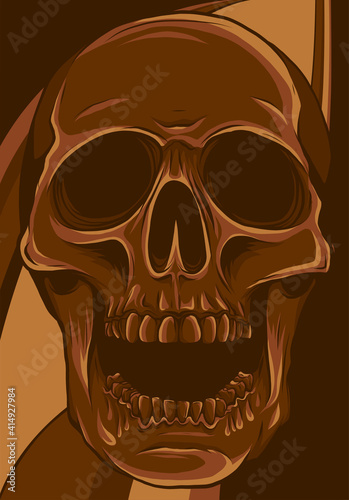 vector illustration of human skull in colored background