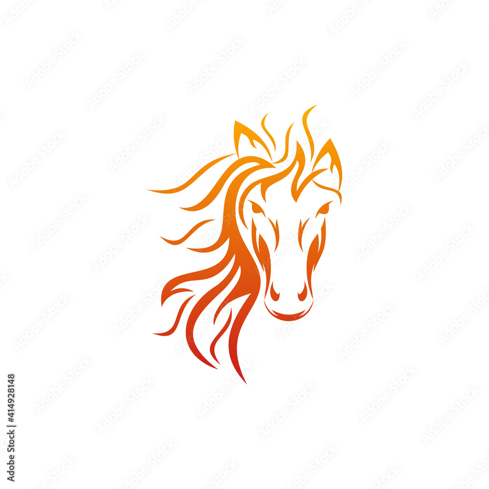 Animal Horse Flame Logo Design