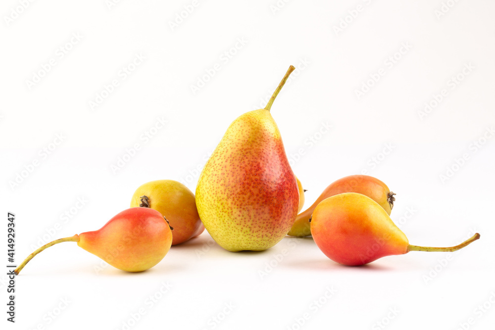 Yellow and red pears in studio 