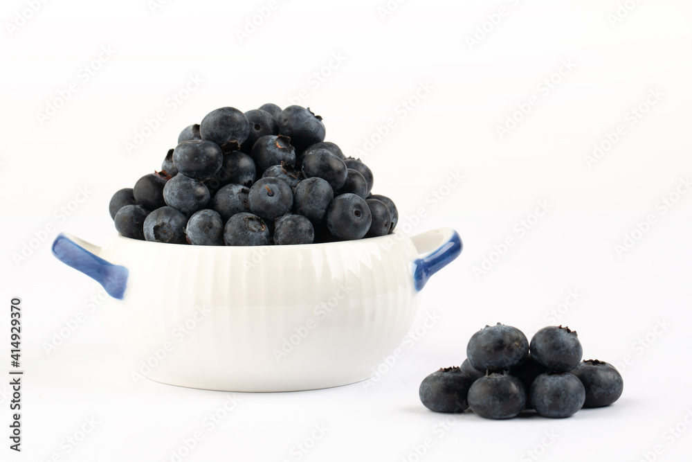 Blueberry on white background in studio Blueberry on white background in studio