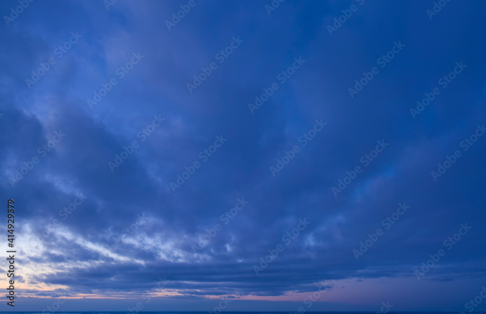 Purple paradise sunrise above the clouds, panorama