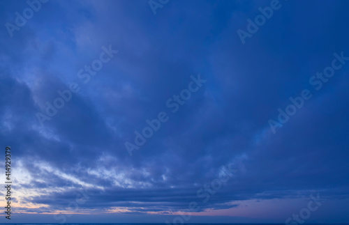 Purple paradise sunrise above the clouds, panorama