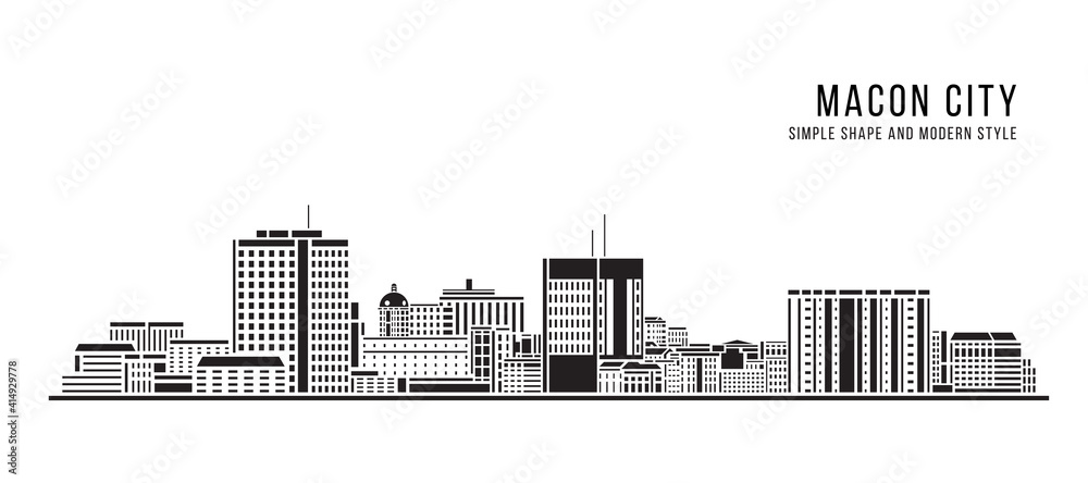 Cityscape Building Abstract Simple shape and modern style art Vector design - Macon city