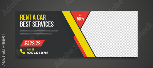 Rent car web banner and facebook post template