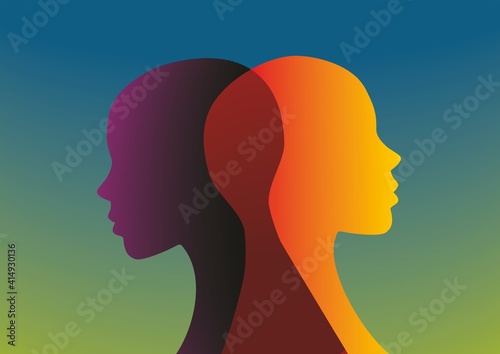 Mental mood, health and unhelth. Vector illustration. EPS10. A4 dimension. 