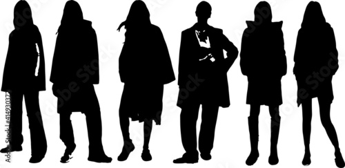 Vector silhouette of ladies, front view perfect to include in your architecture projects, renders, sketches or plans.