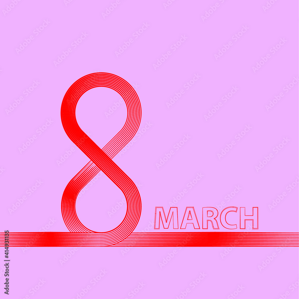 Obraz premium Greeting cards with infinity line.International womens day . 8 march . Handwritten lettering typography