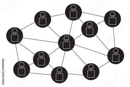 Symbol of people connect among themselves. Concept of teamwork, connection, communication. Vector illustration isolated on white background.